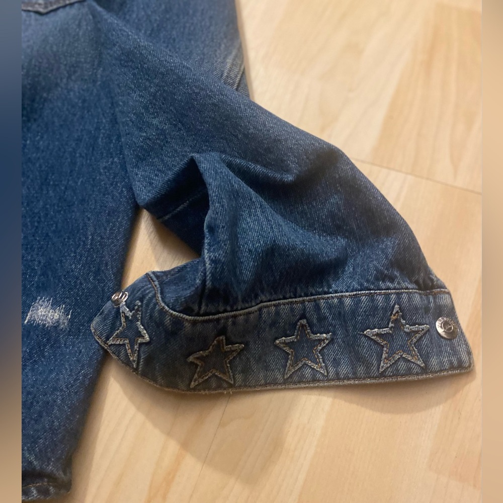 Valentino Made in Italy Star Patch Embroidered Denim Western Snap Shirt Jacket - Picture 7 of 16